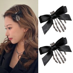 Halloween Bow Skull Clip Scheletro Fantasma Mano Osso Tornante Punk Personalità Donne Ragazze Fermagli per capelli Accessori per capelli Y2k