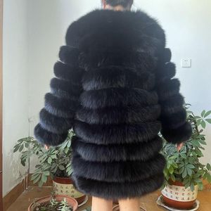 Calça new 4in1 Real Fox Fur Long Coat Lasat Winter for Women Jackets Vesca Vesto de inverno