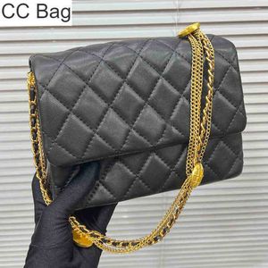 CC Bag Shopping Bags Wholesale Womens French Classic Black Coin Flap Calf Leather Sequined Duck Button Metal Chain Quilted Plaid Designer Lu