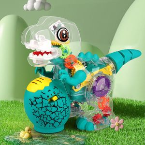 Electric RC Animals Transparent Gear Dinosaur Electric Plastic Tyrannosaurus Rex Toy With Light Music Interactive Toys for Kids Birthday Gifts 230711