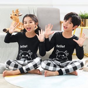 Pajamas Baby Boy Girl Pajama Sets Korean Spring Pajamas For Kids Sleepwear Set Cotton Cartoon Cow Night Outfits Autumn Children Clothing 230710