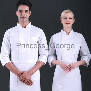 Others Apparel new Long short Sleeve Man Western Restaurant Chef Jacket Woman Cafe Kitchen Work Wear Bakery Cooking Tops Fast Food Chef Uniform x0711