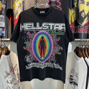 Американская улица Hellstar тяжелая летняя футболка повседневная свободная винтажная круглая шея с коротким рукавом мужчины и женщины пары мужчины винтажные футболки Summer Ship Tee Rock Mlxl