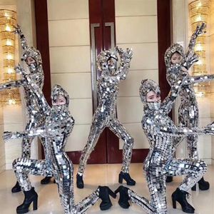 Stage Wear Mirror Bodysuit Women Men Performance Costume Rave Outfit Nightclub Bar Cosplay Clothing Sexy Dancer DN50982677