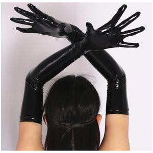 Five Fingers Gloves Plus Size Wetlook PVC Latex PU Fuskläderhandskar Shiny Long Glove Punk Hip-pop Jazz Club Wear Cosplay Kostymer Gauntlet Luvas 230711