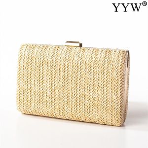 Evening Bags Fashion Clutch Bag Woven Simple Designers Straw Shoulder For Women Ladies Wedding Party Small Purse Handbag Box 230711