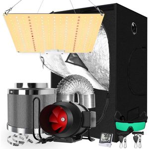 Indoor Hydroponic Growing Set Grow Tent Room Complete Kit 4000W LED Grow Light + 4"/ Carbon Filter Combo Multiple Size greenhous