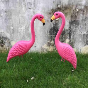 2 Teile/satz Heißer Verkauf Künstliche Paunchy Flamingos Kunststoff Hof Rasen Kunst Stakes Simulierte Flamingo Mit Bauch Garten Ornamente L230620