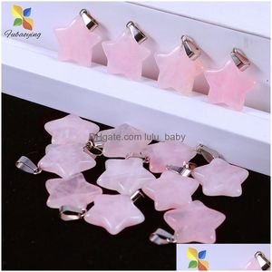 Charms Rose Quartzs Crystal Necklace Natural Stone Star Pendants Fashion Beads For Diy Jewelry Making Gemstones Drop Delivery Findin Dhsd2