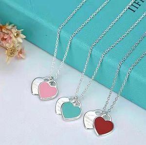 Designer Charm Pfirsich Herz Halskette Armband Frau Messing Material Schmuck Sets Blau Rosa Grün Anhänger Luxus Valentinstag Weihnachtsgeschenk Großhandel