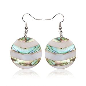 Charm Old Fashion Jewelry Gift Paua Earring Abalone Sea Shell Nature Orecchini a forma rotonda 5 paia Drop Delivery Dhe2R