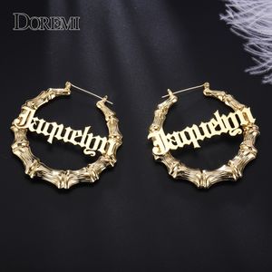 Hoop Huggie DOREMI Stainless Steel Bamboo Earrings Customize Name Style Custom Earring With Statement Words Number 230710