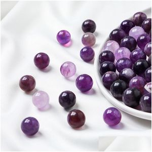 Stone Natural 15Mm Amethyst Ball Bead Palm Quartz Mineral Crystal Tumbled Gemstones Hand Piece Home Decoration Accessories Gift Drop Dhsnz