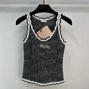 Regata feminina Colete com letras de strass T-shirts Moda sem mangas Regatas de verão Camisetas femininas