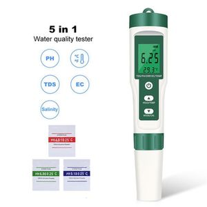 PH Meters Water Quality Monitor Tester 5 in 1 Water Tester PH EC TDS Temp ORP Meter for Pools Drinking Water Aquariums 230710