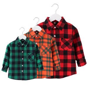 Kids Shirts Boys Collared Plaid Shirt Long Sleeve Children Clothes Toddler Boy Baby Checkered Tops School Blouse For Girls 230711