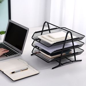 Other Desk Accessories Office A4 Paper Organizer Document File Letter Book Brochure Filling Tray Rack Shelf Metal Wire Mesh Storage Holder 230710