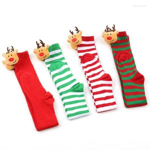 Women Socks Striped Long Cute 3D Plush Elk Over Knee Thigh High Stockings For Christmas Cosplay Party Costumes Accessory