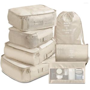Storage Bags 7pcs Set Travel Bag Organizer Clothes Luggage Blanket Shoes Organizers Suitcase Pouch Packing Cubes