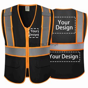 Others Apparel Custom Safety Vest Reflective Safety Vest Class 2 ANSI with Pockets Zipper High Visibility Construction Uniform x0711