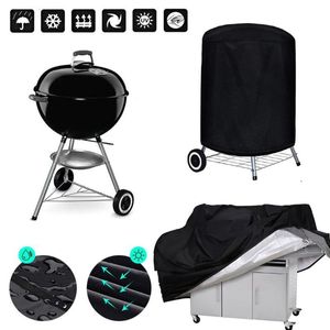 BBQ Tools Accessories BBQ Cover Outdoor Dust Waterproof Weber Heavy Duty Grill Cover Rain Protective Outdoor Barbecue Cover Round Bbq Grill Black190T 230710