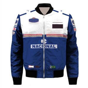 Męskie kurtki Design Retro Pilot Jacket Brazylijski kierowca Sena Championship Jersey Racing Fan Memorial Top 230710