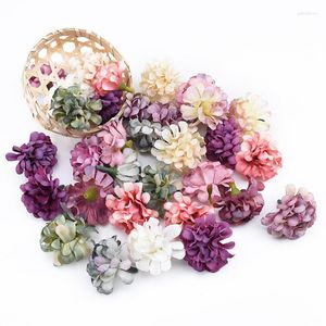 Flores decorativas 1-10 pçs cores hortênsia cabeça de flor artificial guirlandas de casamento decorações de natal para casa faça você mesmo presente plantas falsas