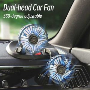 Electric Fans Dome Cameras 12V 24V Car Fan Cooling Car Fan Dual Head USB Car Fan Adjustable Auto Cooler Air Fan Car Accessories Wind Regulation R230711