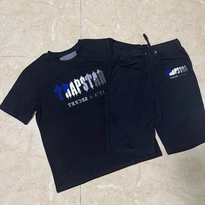 Дизайнерская футболка Trapstar Tiger Track Cresuit Письмо вышитая графическая графическая рубашка с короткими рукавами и шорты Harajuku Hip Hop Streetwear Спортивная одежда 7779