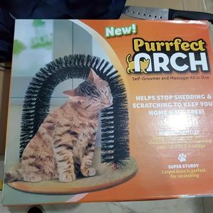 Arco para gatos Auto-aparador Escova de cabelo para gatos Aparador e massageador para gatos Brinquedo para o noivo Arranhador para animais de estimação Brinquedos para pentear a pele