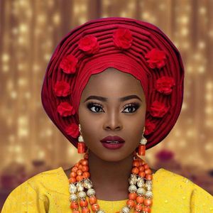 Nijerya Auto Gele Africa Head Tie African Aso Oke Headtie Türban Nijeryalı Gele Afrika Headtie Aso Ebi Big Brim284U