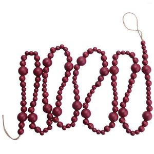 Smyckespåsar 7 Ft Wood Bead Garland Farmhouse Heminredning Country Boho Dekorationer Mantel Vägghängande Bönpärlor