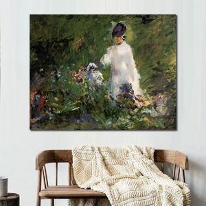 Riproduzione artistica su tela di alta qualità di Edouard Manet Giovane donna tra i fiori Figura pittura Home Office Decor