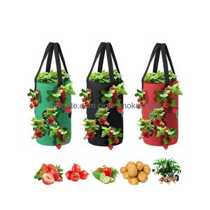 Other Garden Supplies Hanging Stberry Planter Grow Bags 3 Gallon For Tomato Chili 12 Holes Upside-Down Vegetable Planting Pots Xbjk2 Dhqhl