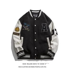 Herrjackor Vår Höst Oversize Lös Baseballjacka Läderärm Damkappa Herr Varsity Bomber Unisex Par Chic Street Dhygk