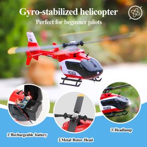 Electric RC Aircraft EC 135 Scaled 100 Size 4 Channels Gyro Stabilized RC Helicopter for Adults Professional Beginner Remote Control Hobby Toys RTF 230710