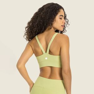 L356 U Neck Bh Nude Sense Yoga Tops V-förmigen Rücken Sport-Bh Verbreitert Saum Frauen Fitness Weste Stoßfest büstenhalter