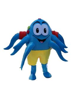 Real Pictures Blue octopus mascot costume Mascot Cartoon Character Costume Adult Size free shipping