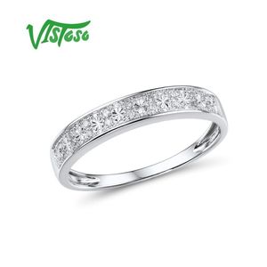 With Side Stones VISTOSO Gold Rings For Women Genuine 9K 375 White Ring Sparkling Diamond Promise Band Anniversary Fine Jewelry 230710