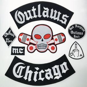 Outlaw Chicago Forgives Embroidered Iron On Patches Fashion Big Size For Biker Jacket Full Back Custom Patch228b