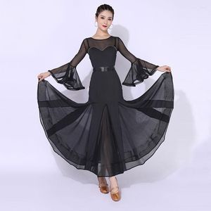 Stage Wear 2023 Mesh sukienka do tańca towarzyskiego Sexy Latino spódnice rozszerzające Waltz Tango Performance Dancewear 2226