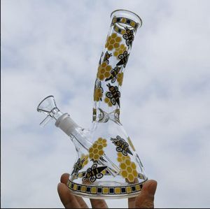 Becherbasis Dab Rigs Gelbes Glas Biene Wasserbongs Wasserpfeifen Rauchglaspfeife Downstem Perc Mit 14-mm-Schüssel