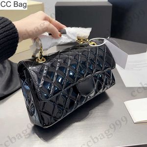 CC Bag Top Glitter Patent Leather Double Flap Designer Bags Vintage Gold Silver Hardware Classic Diamond Quilted Woven Chain Crossbody Multi Pockets Hanbbags 23x12