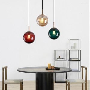 Hänglampor Färgglada glasmönstrade kullampor Nordic Restaurant Kitchen Island Heminredningslampa Sänglampa hängande lampa