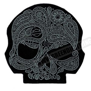 Cool Skull Blomma Silver Motorcykel Patch För Väst Jacka Broderi Punk Biker Patch DIY Tyg Patch Applikation Badge Shippi260Y