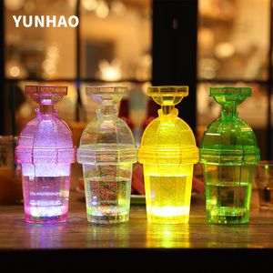 Multi color mini Acrylic bong Car water bottle shaped hookahs creative hookah water pipe mini bubbler dab rigs for smoking With light fittings