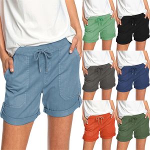 2023 verão nova calça casual reta reta casual shorts feminino com cadarço moda feminina shorts europa américa