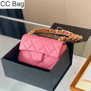 CC Çanta Alışveriş Çantaları 22cm Tasarımcı Küçük Flep Fransız Omuz Omuz Deri Pembe Beyaz Siyah Crossbody Büyük boy Altın Ton Metal Zinciri Har lhs7