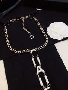 Designer Double Letter Luxury Brand Pendant Necklaces Gold Crystal pearl Sweater Necklace Women CCity Choker Jewelr 687