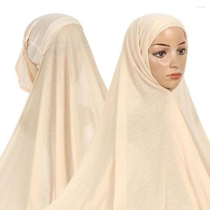 Etniska kläder 2023 Enfärgad Chiffong Omedelbar Hijab Echarpe Med Modal Hatt Hatt Turbante Undersjal Set Muslimskt Mode Sjal Kvinnor